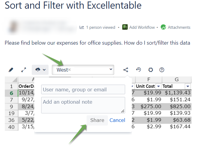 Confluence share search with Excellentable